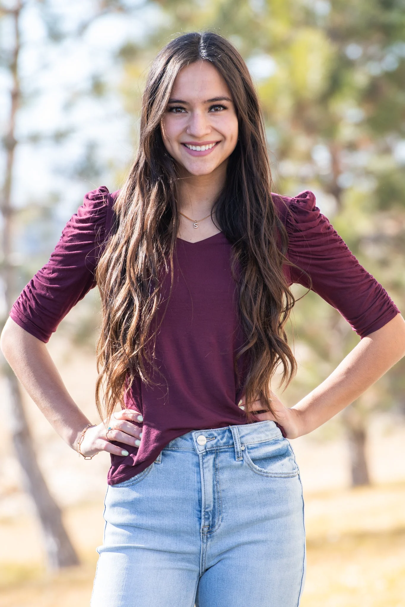 Brigitte Brianna Ruched Sleeve Top - Image 3
