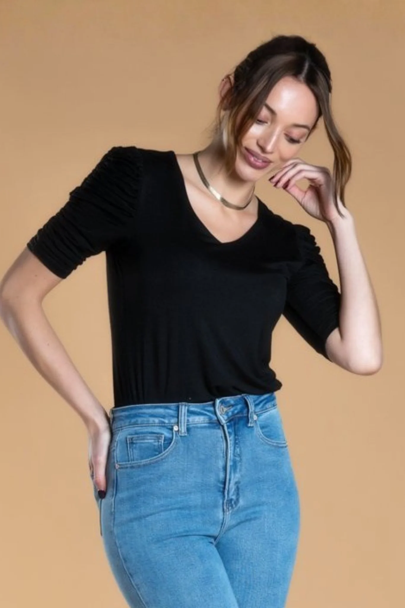 Brigitte Brianna Ruched Sleeve Top - Image 6