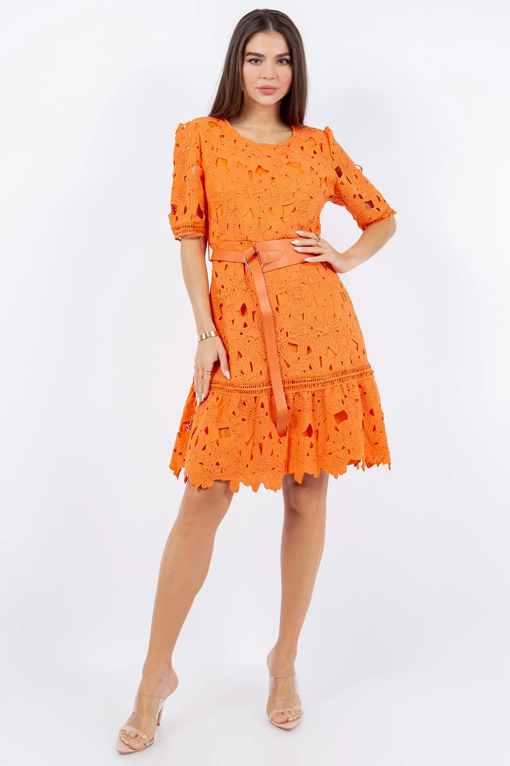 Eleanor Belted Lace Dress