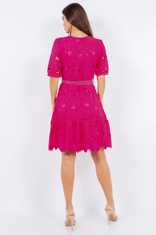 Eleanor Belted Lace Dress - Image 4