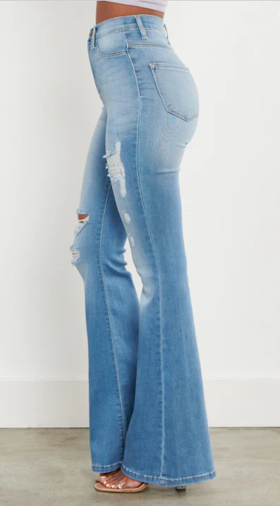 Lara Distressed Flare Jeans - Image 2