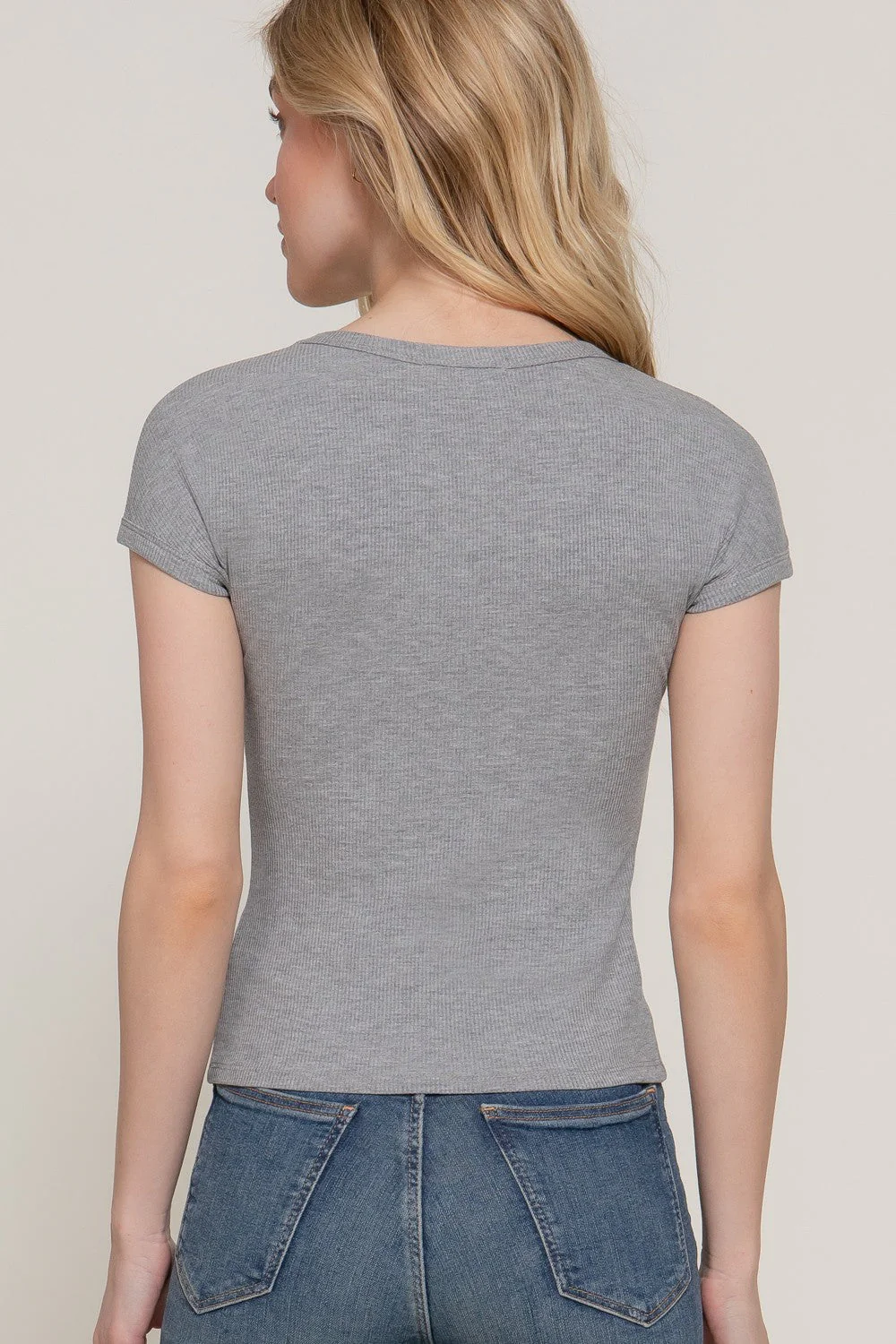 BB Short Sleeve Rib Knit Top - Image 4