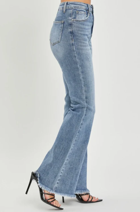 Vintage Frayed Flared Jeans - Image 2