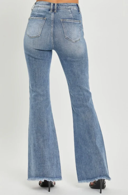 Vintage Frayed Flared Jeans - Image 3